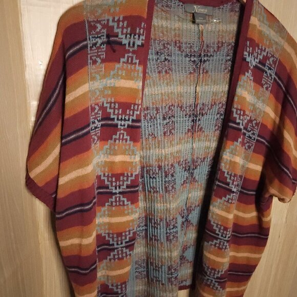 Natural Reflections Southwestern Lightweight Striped Short Sleeve Cardigan S/XS - Picture 3 of 6